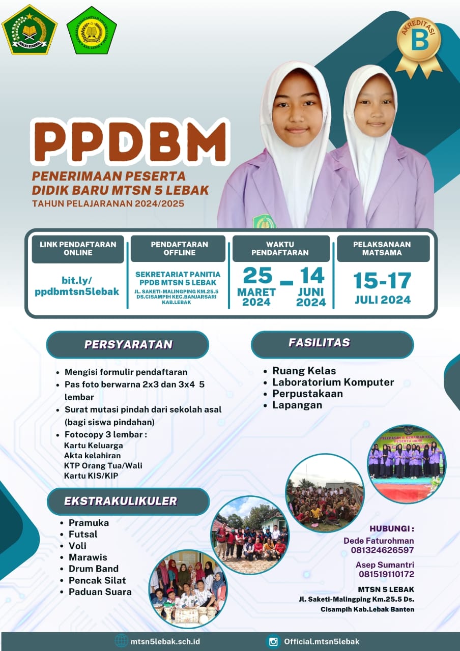 PPDB MTSN 5 LEBAK TAHUN PELAJARAN 2024-2025